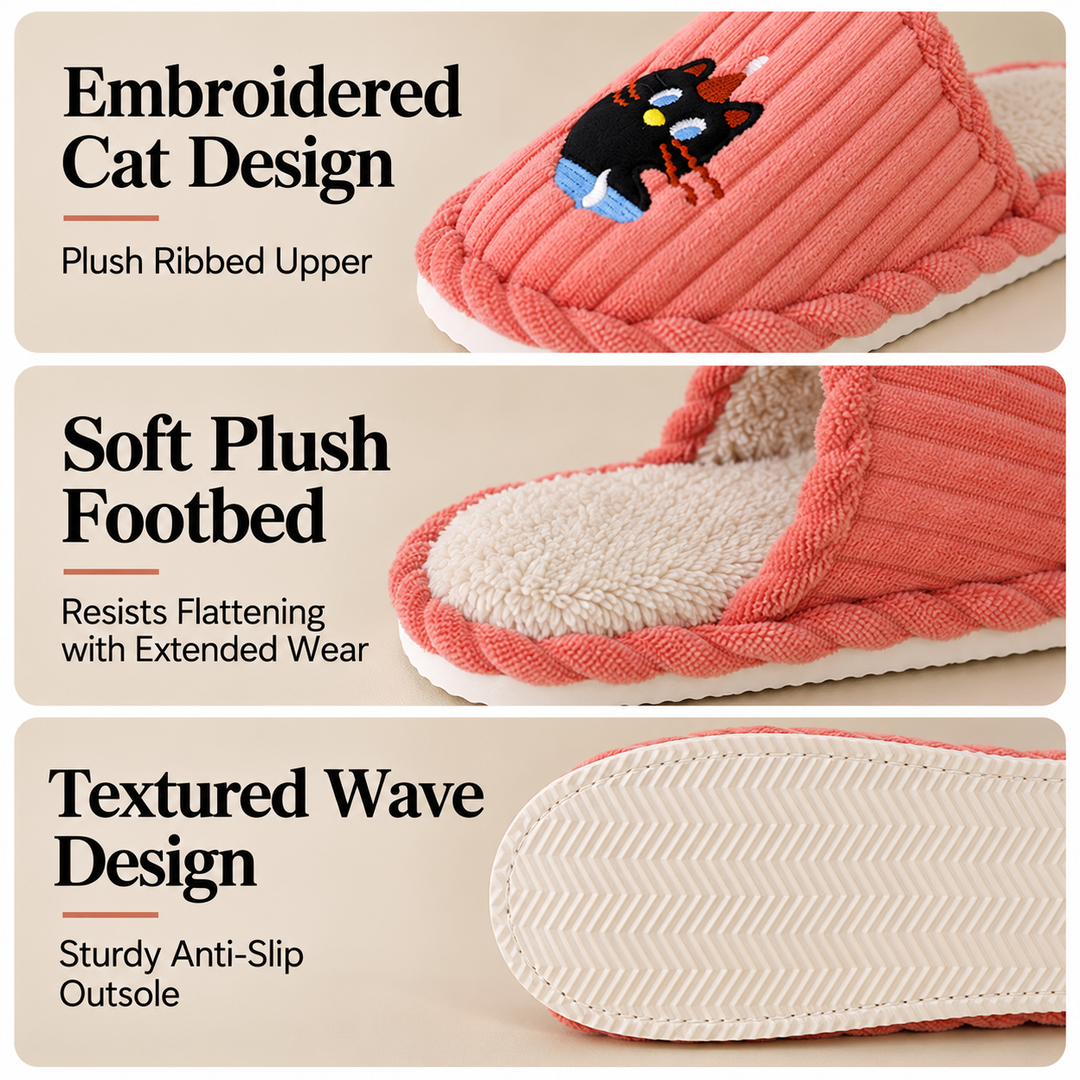 DELIA | DACHSHUND STRIPED COTTON HOUSE SLIPPERS