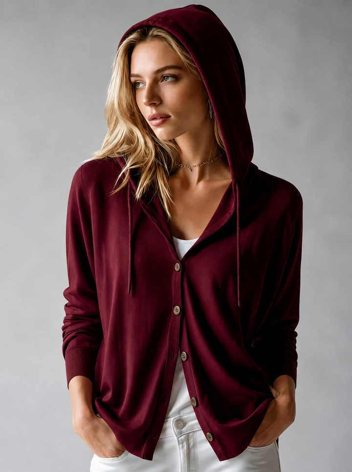 ELEANOR | BURGUNDY HOODED CARDIGAN