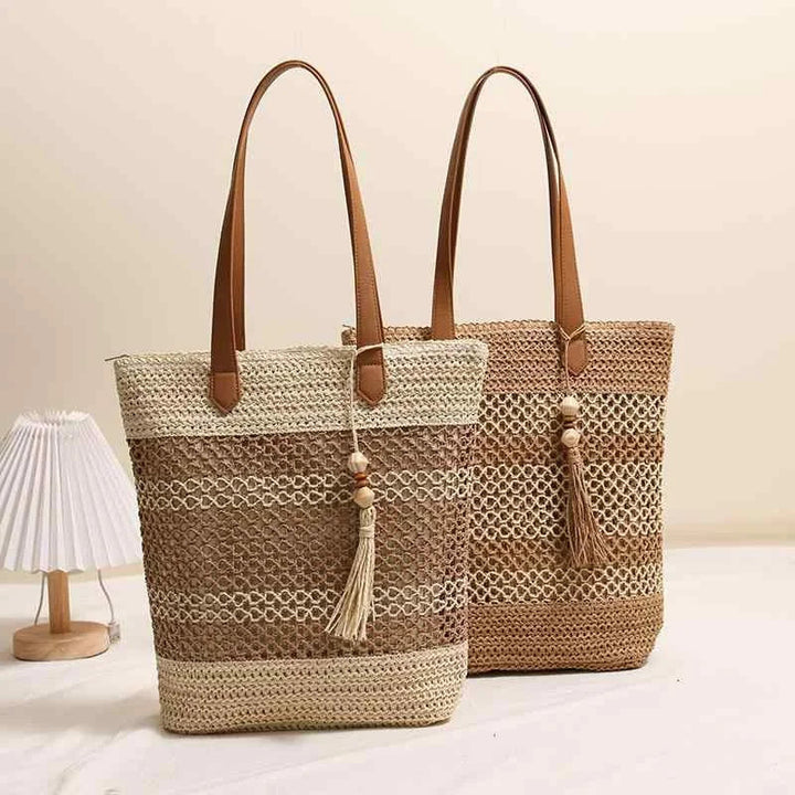 MIRA | BOHO TASSEL STRAW TOTE