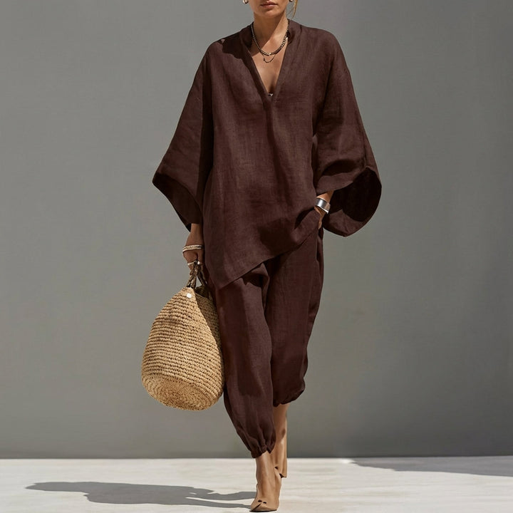 MARINA | CASUAL TWO-PIECE SET WITH V-NECK FOR WOMEN