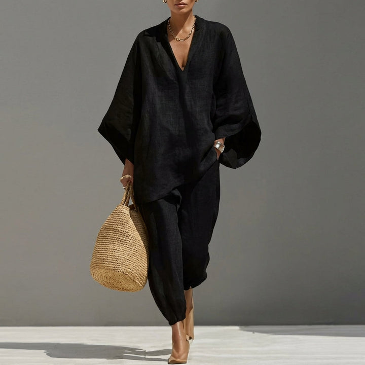 MARINA | CASUAL TWO-PIECE SET WITH V-NECK FOR WOMEN