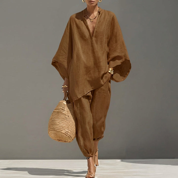 MARINA | CASUAL TWO-PIECE SET WITH V-NECK FOR WOMEN