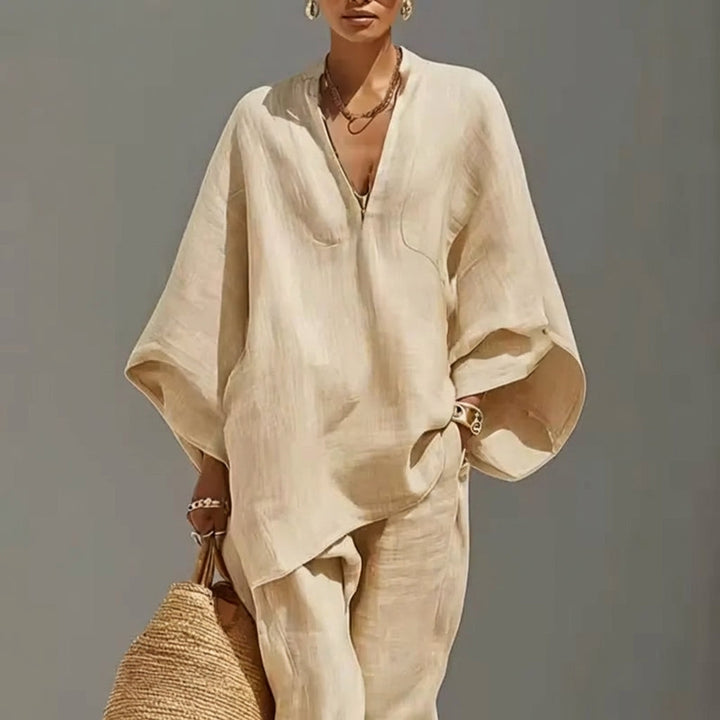 MARINA | CASUAL TWO-PIECE SET WITH V-NECK FOR WOMEN