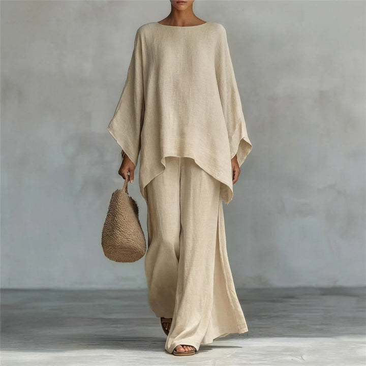 CRISTINA | TWO-PIECE SET WITH LONG SLEEVES AND WIDE-LEG TROUSERS