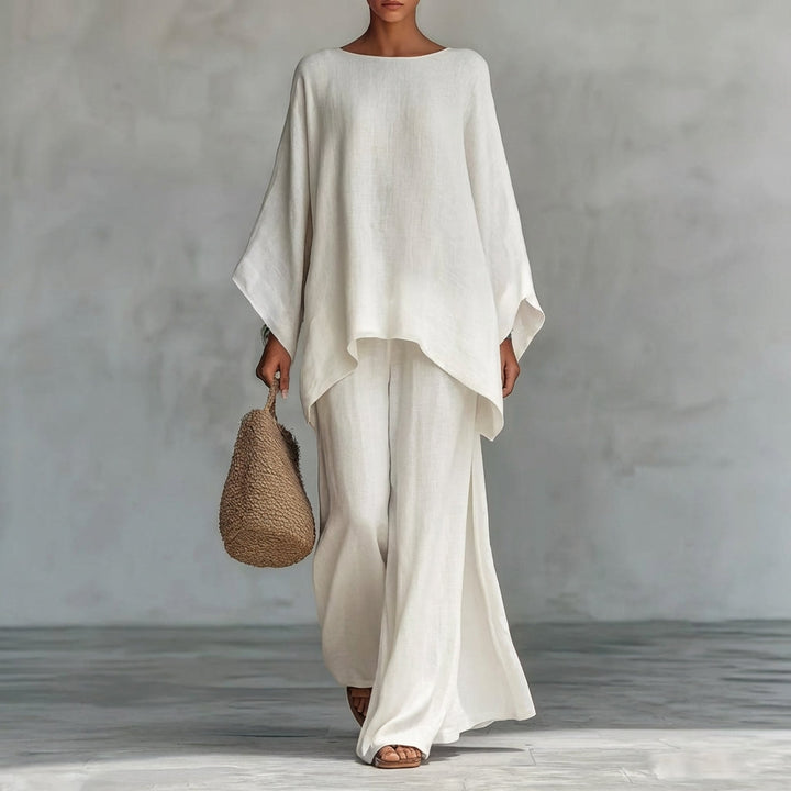 CRISTINA | TWO-PIECE SET WITH LONG SLEEVES AND WIDE-LEG TROUSERS