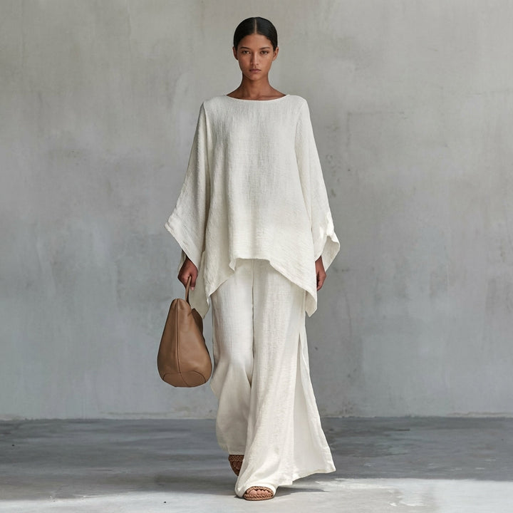 CRISTINA | TWO-PIECE SET WITH LONG SLEEVES AND WIDE-LEG TROUSERS