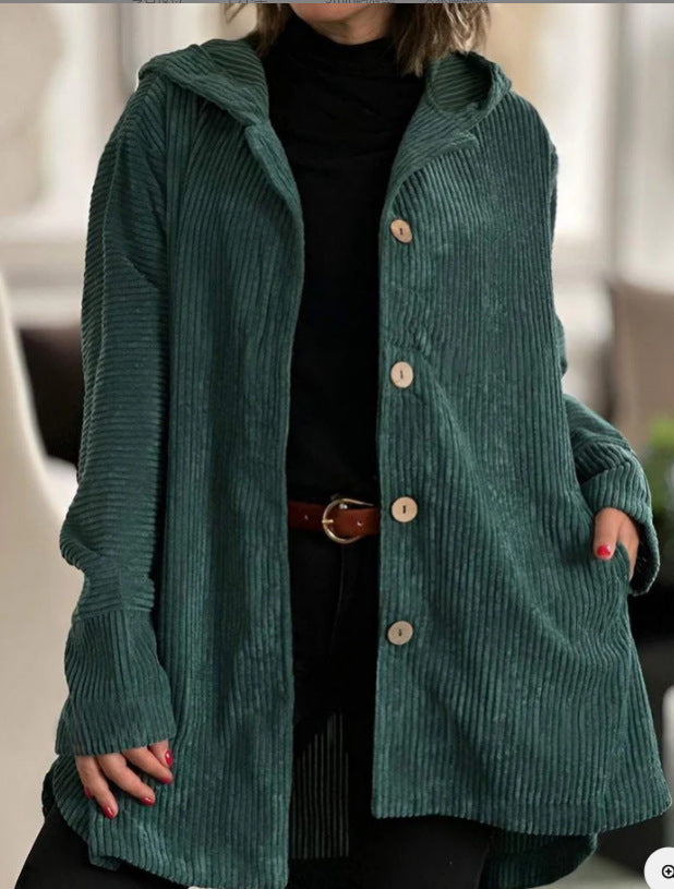 HILLARY | LONG CORDUROY-STYLE COAT