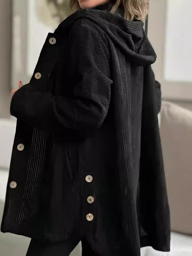 HILLARY | LONG CORDUROY-STYLE COAT