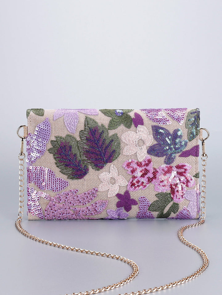 LILACBLOOM | FLORAL SEQUIN CLUTCH CROSSBODY BAG