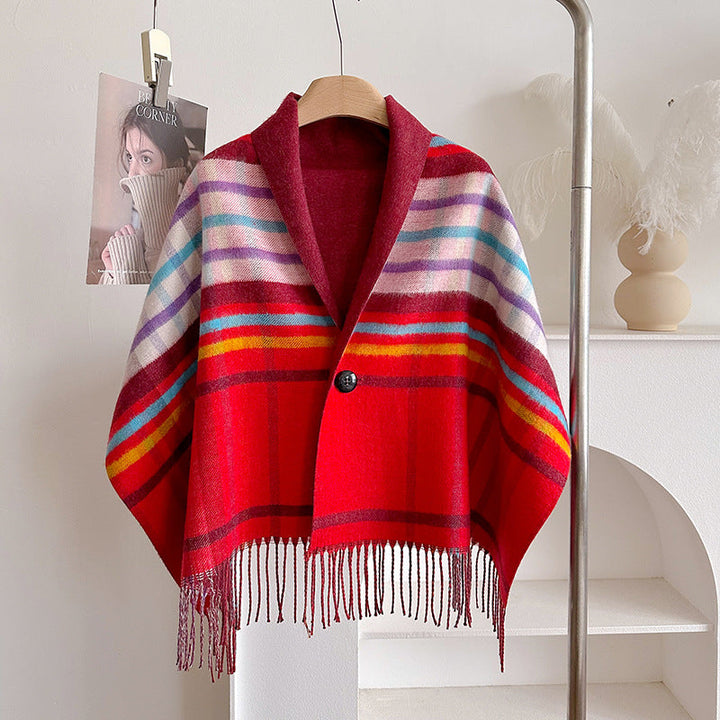 POPPY | RED STRIPED TASSEL CAPE