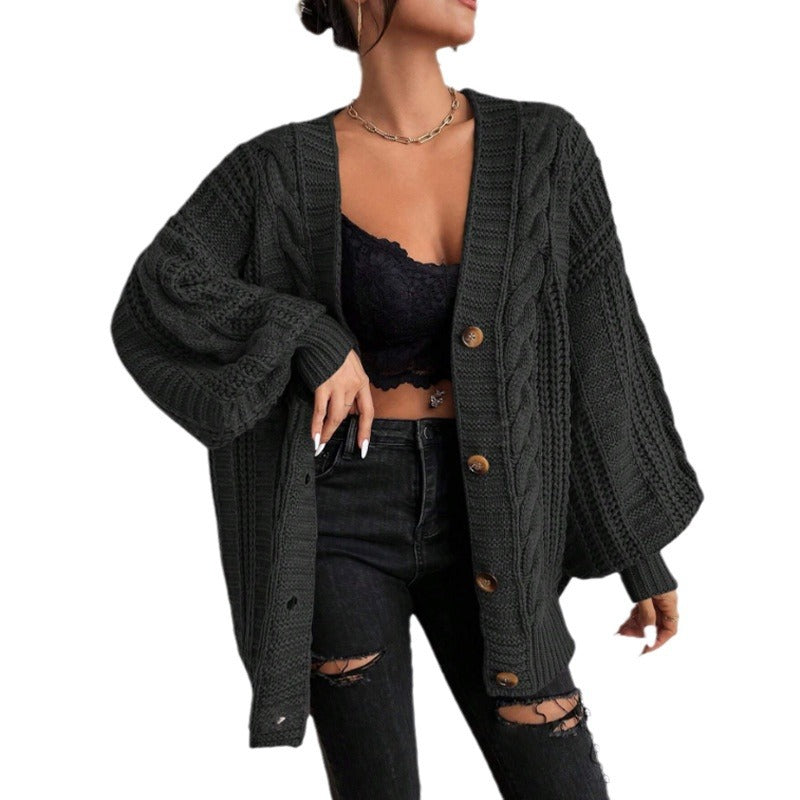 SIENNA | OVERSIZED CABLE KNIT BUTTON DOWN CARDIGAN
