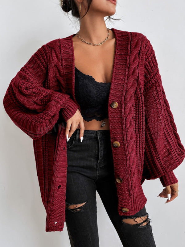 SIENNA | OVERSIZED CABLE KNIT BUTTON DOWN CARDIGAN