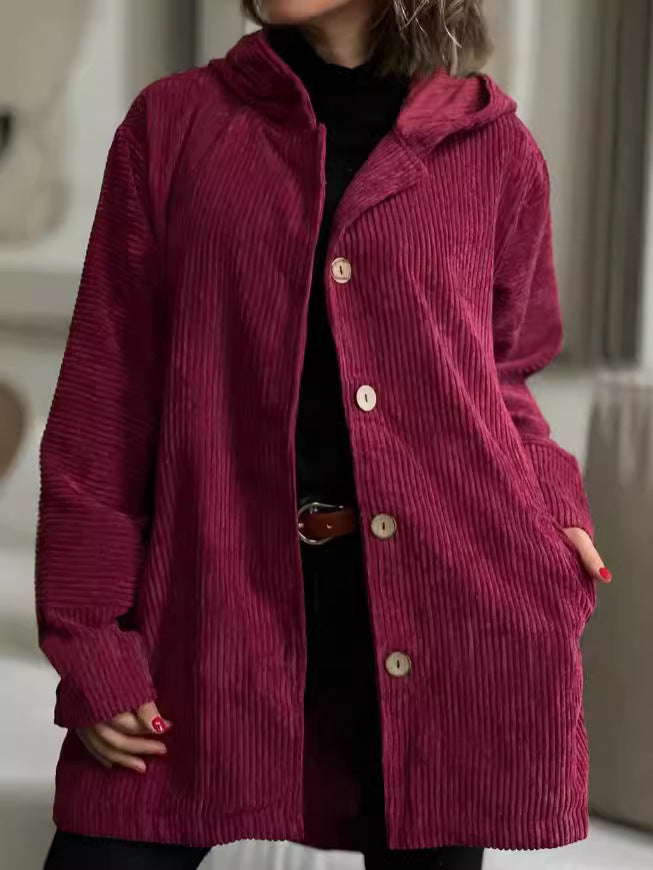 HILLARY | LONG CORDUROY-STYLE COAT