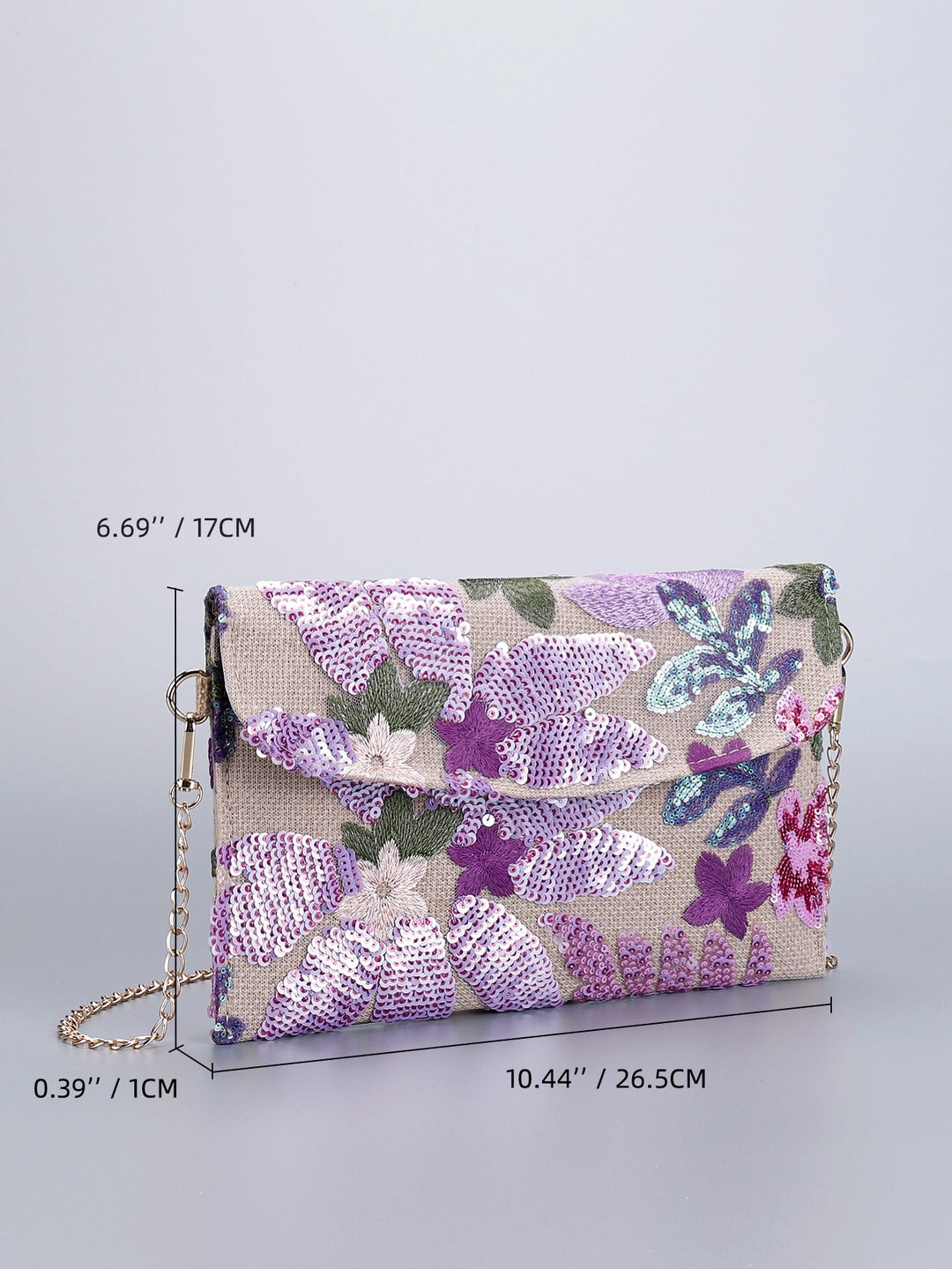 LILACBLOOM | FLORAL SEQUIN CLUTCH CROSSBODY BAG