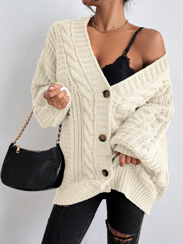 SIENNA | OVERSIZED CABLE KNIT BUTTON DOWN CARDIGAN