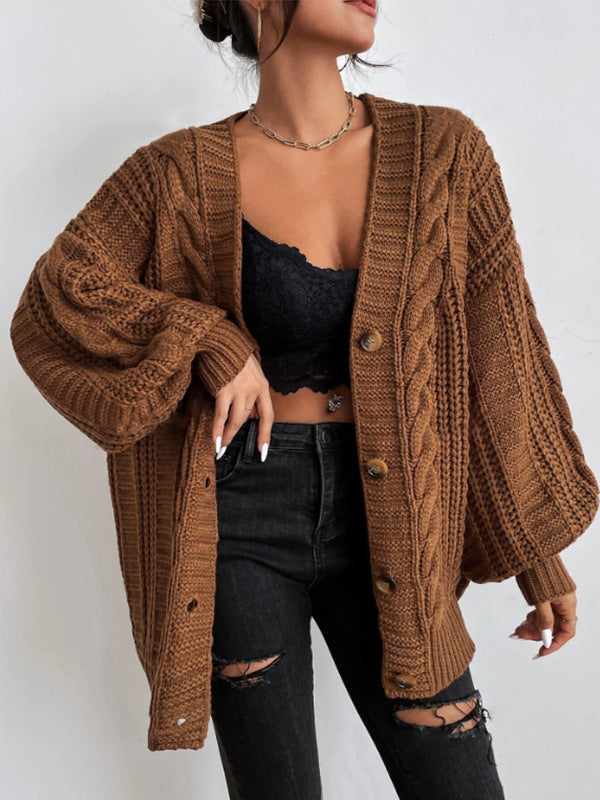 SIENNA | OVERSIZED CABLE KNIT BUTTON DOWN CARDIGAN