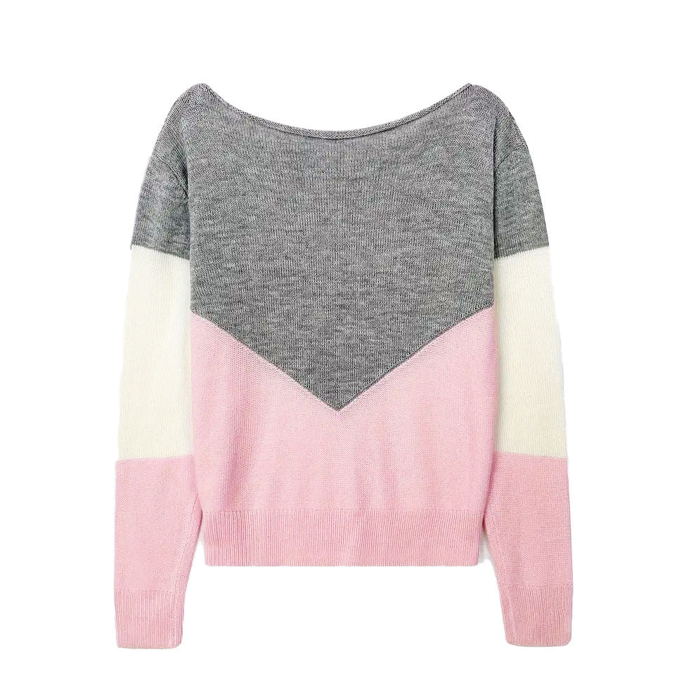 SERENA | CHEVRON COLORBLOCK MESH SWEATER TOP