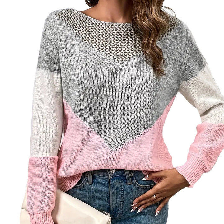 SERENA | CHEVRON COLORBLOCK MESH SWEATER TOP