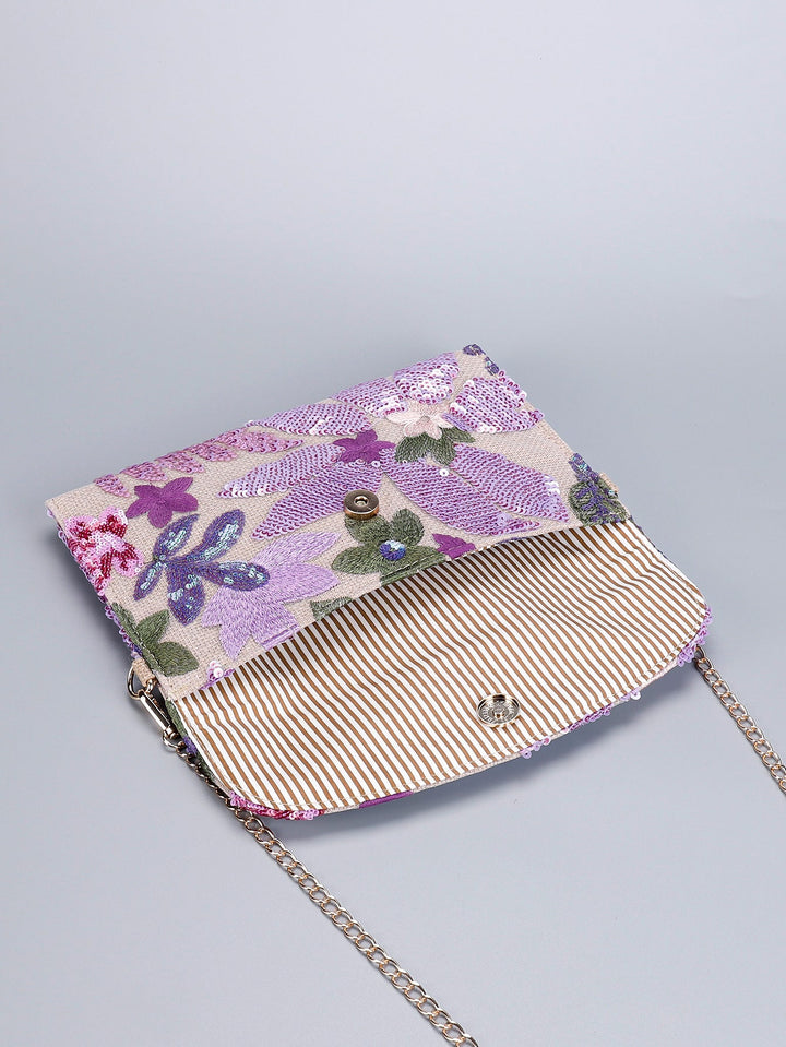 LILACBLOOM | FLORAL SEQUIN CLUTCH CROSSBODY BAG