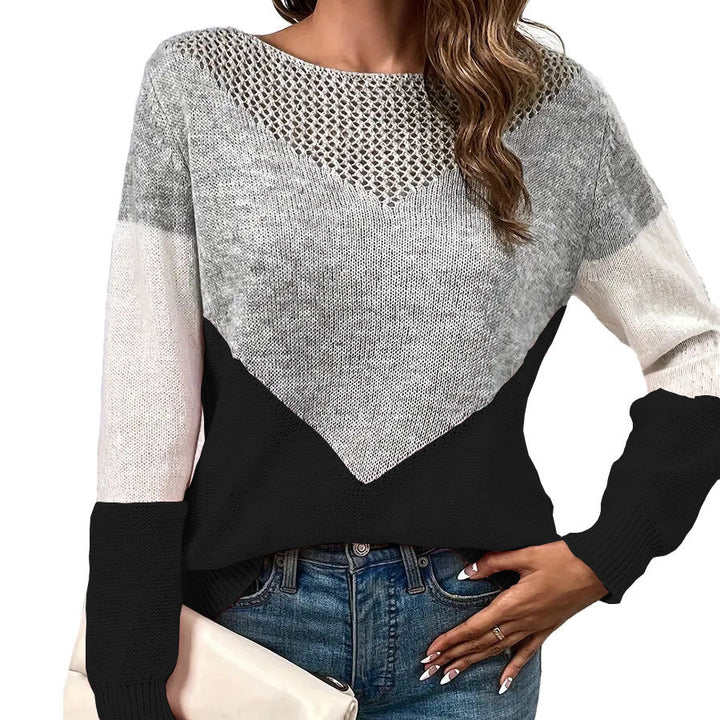 SERENA | CHEVRON COLORBLOCK MESH SWEATER TOP