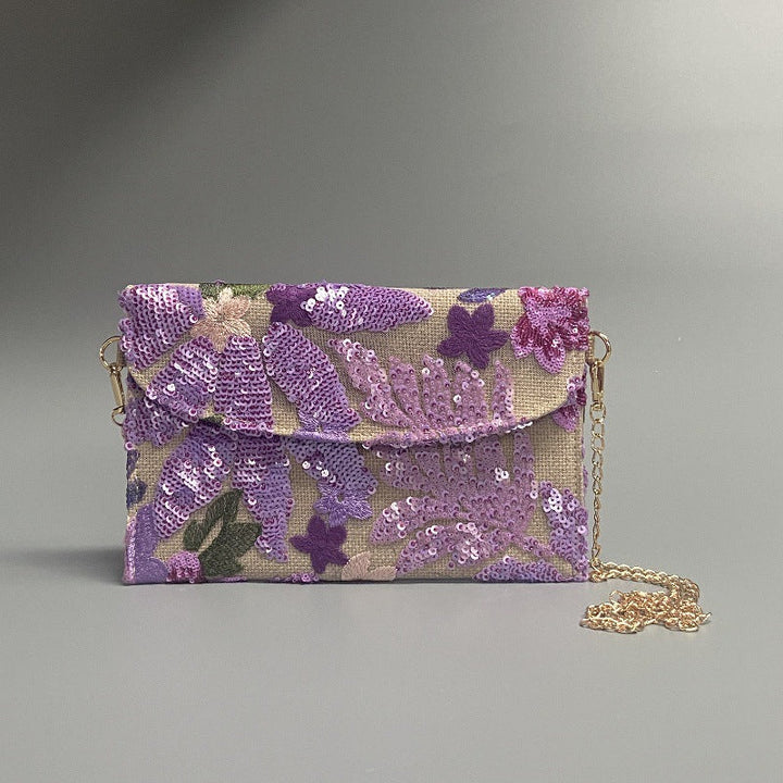 LILACBLOOM | FLORAL SEQUIN CLUTCH CROSSBODY BAG