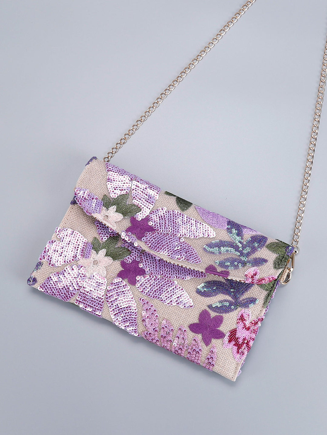 LILACBLOOM | FLORAL SEQUIN CLUTCH CROSSBODY BAG