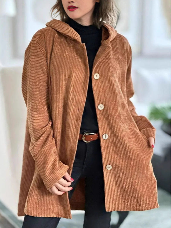 HILLARY | LONG CORDUROY-STYLE COAT