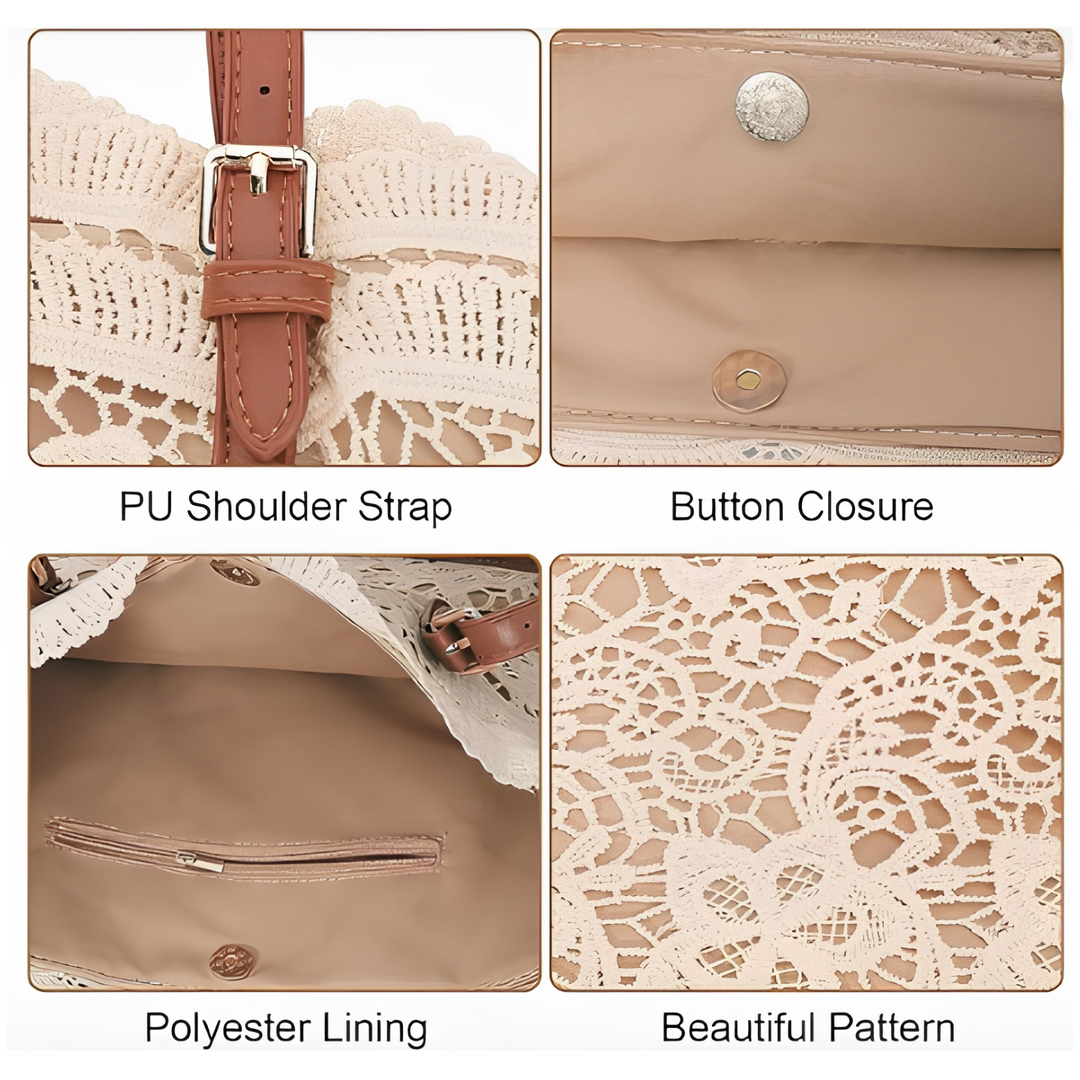 PEICEES | LACE RIBBON SHOULDER BAG