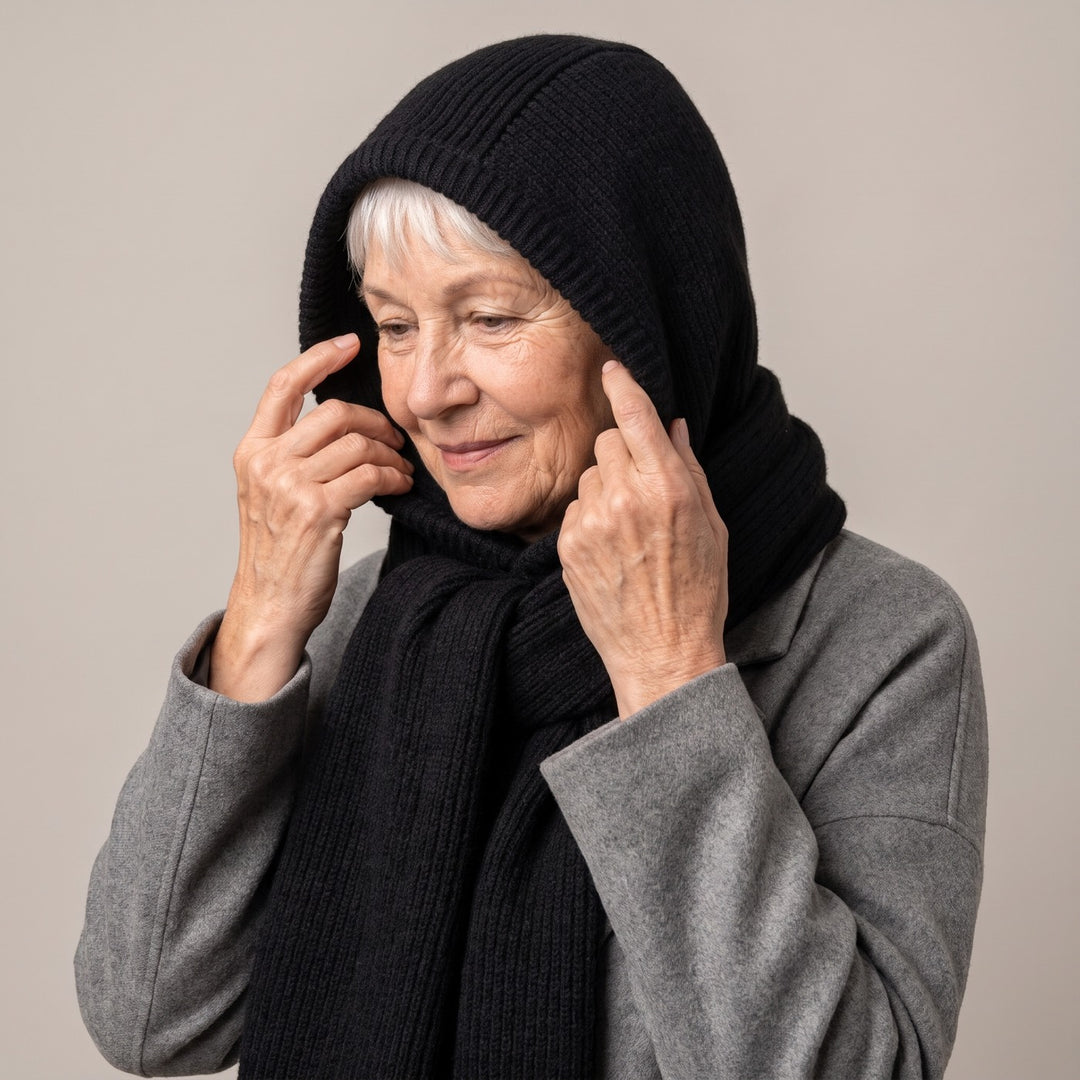 ODESSA | HOODED KNIT SNOOD - Black