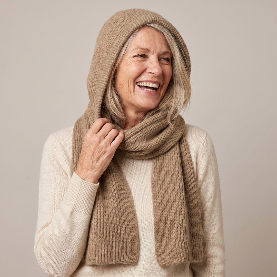 ODESSA | HOODED KNIT SNOOD - Khaki