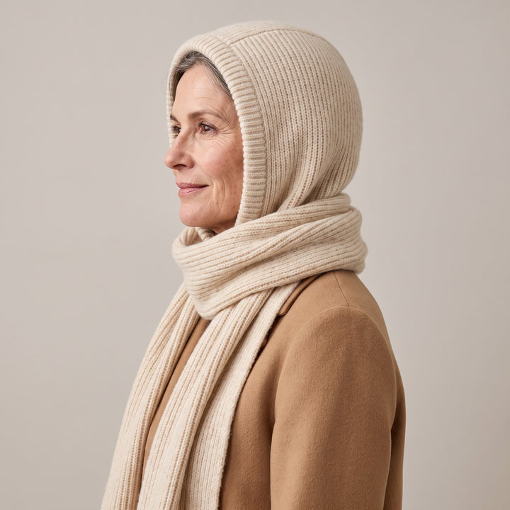 ODESSA | HOODED KNIT SNOOD - Cream
