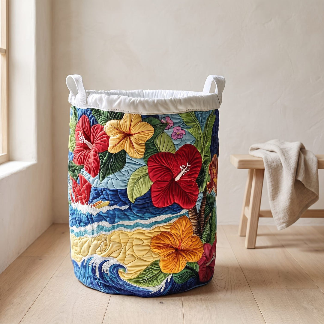 HIBISCOVE Quilted Tropical Hibiscus storage basket