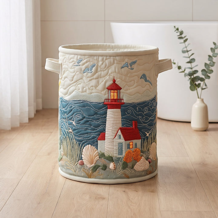 LIGHTCOVE Quilted Coastal Lighthouse storage basket