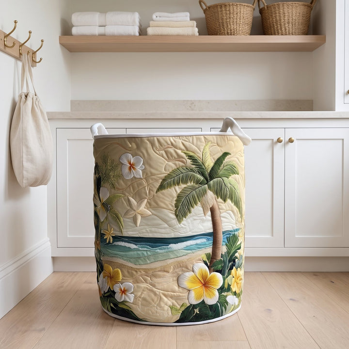 PALMORA Quilted Tropical Beach storage basket