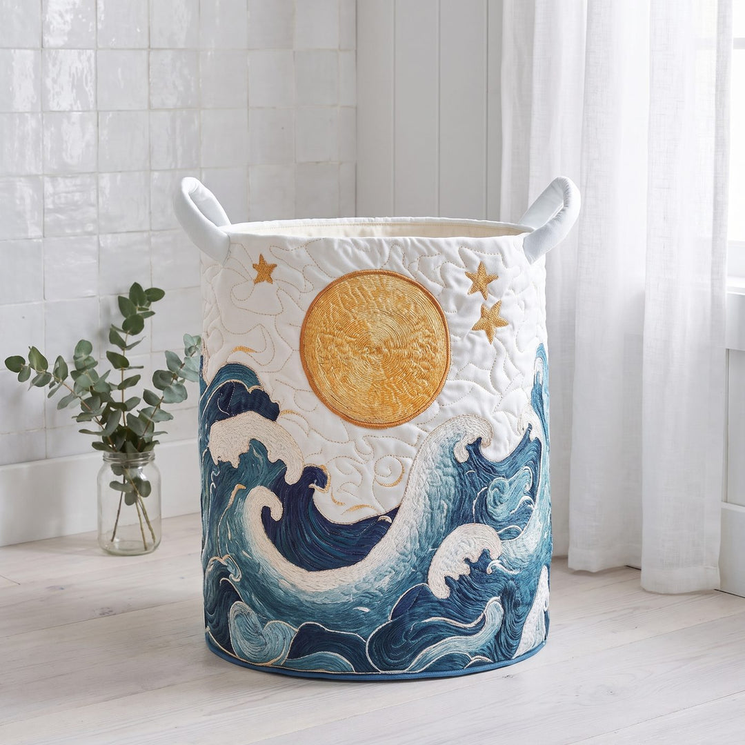 SUNSETCOVE Quilted Tropical Sunset storage basket