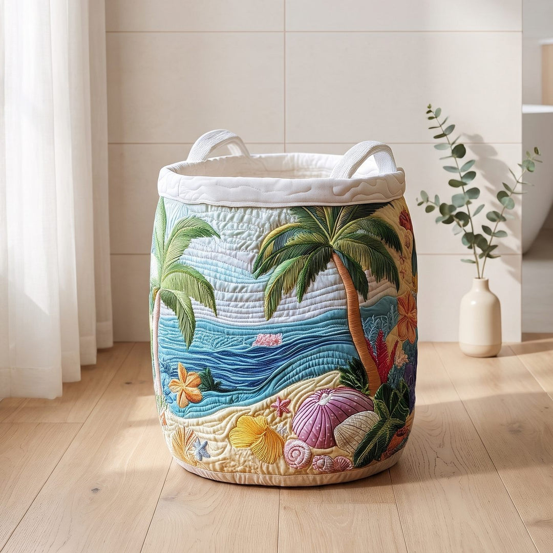 TROPICOVE Quilted Tropical Beach storage basket