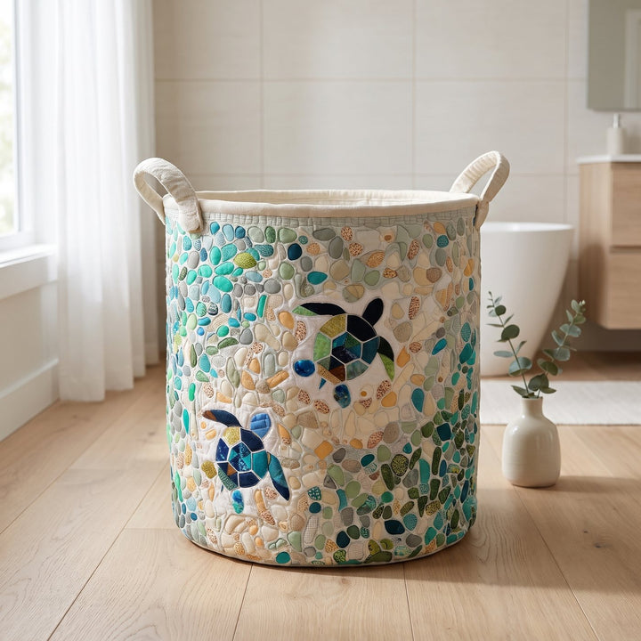 TURTLESHORE Quilted Sea Turtle storage basket