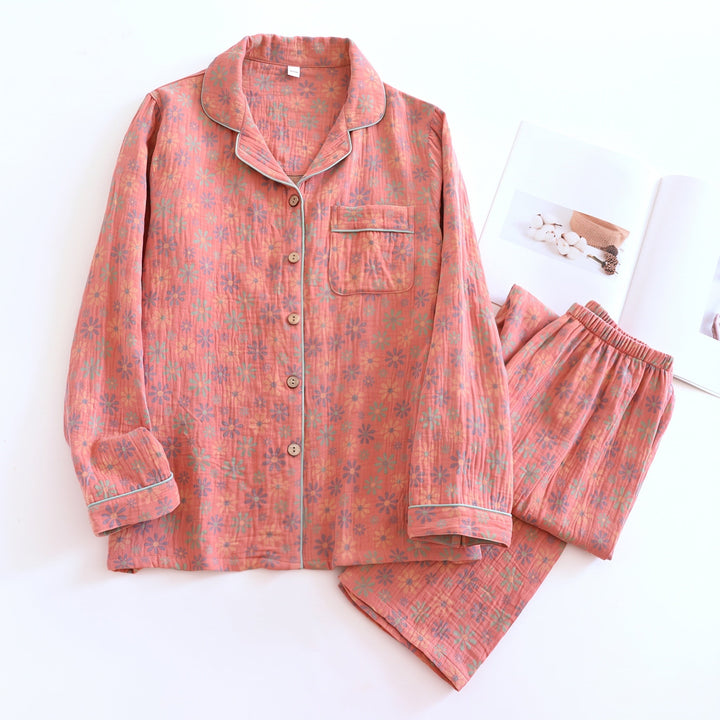 DAISY | CORAL DAISY PRINT PAJAMA SET