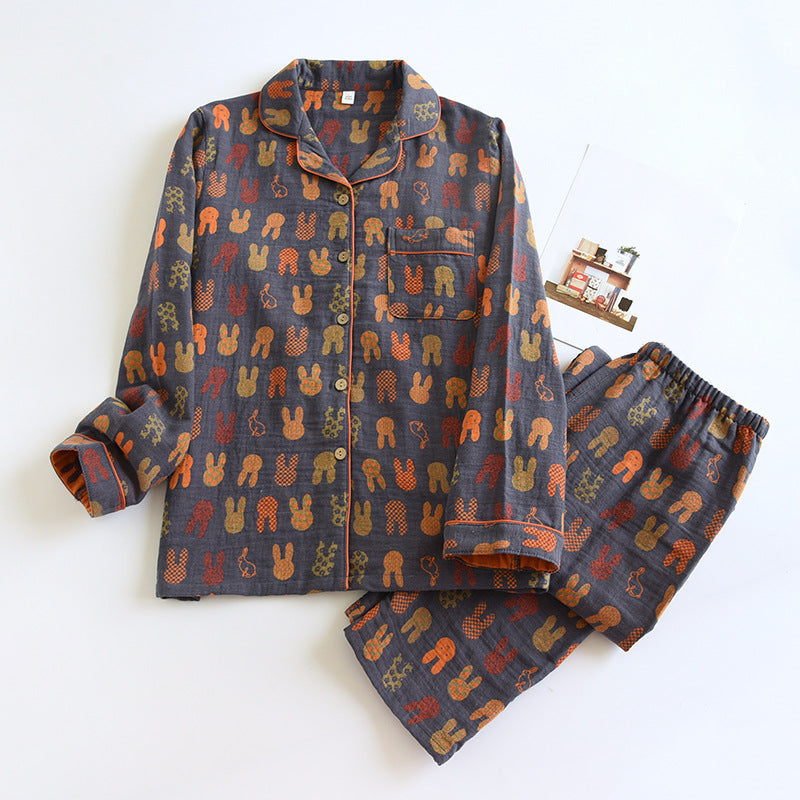 LUNA | CHARCOAL BUNNY PRINT PAJAMA SET
