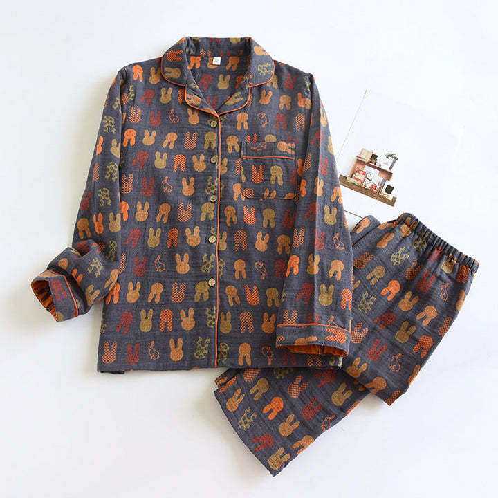 LUNA | CHARCOAL BUNNY PRINT PAJAMA SET