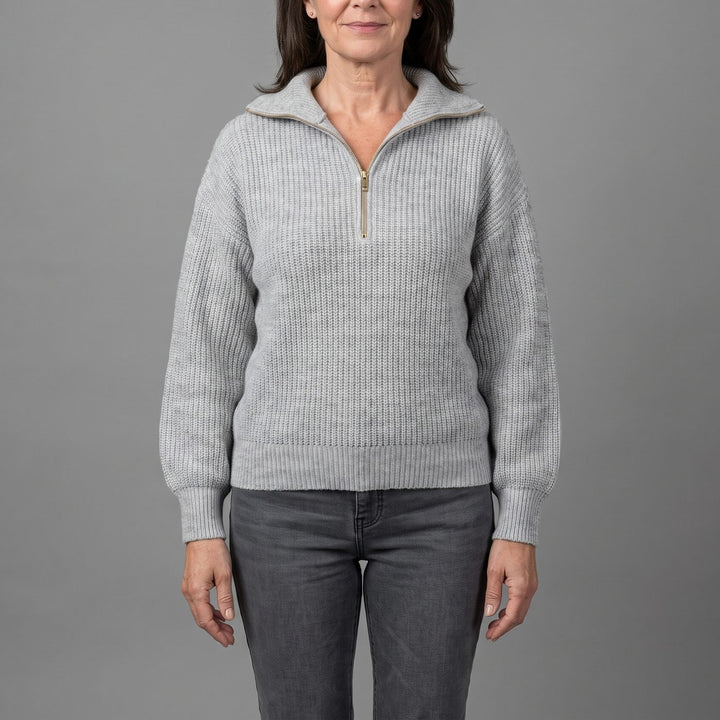 HARPER | HALF ZIP DROP SHOULDER RIBBED SWEATER