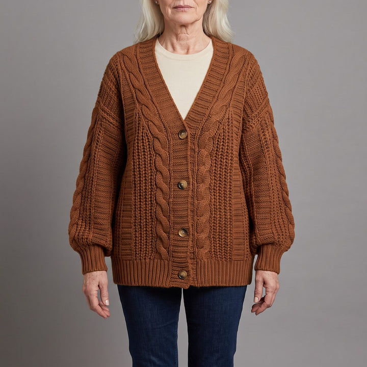 SIENNA | OVERSIZED CABLE KNIT BUTTON DOWN CARDIGAN