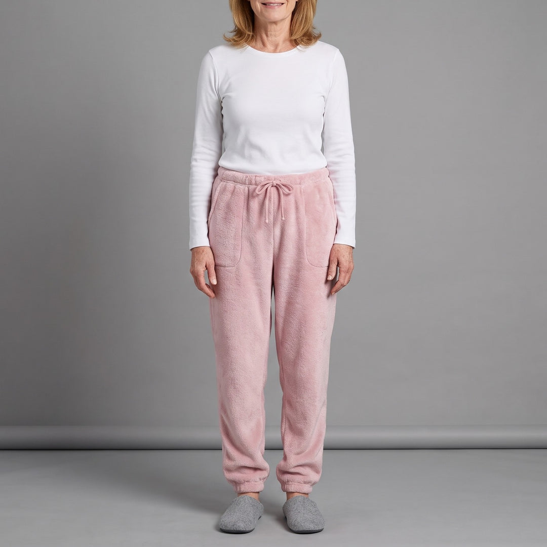 CALLIE plush pajama joggers in light pink