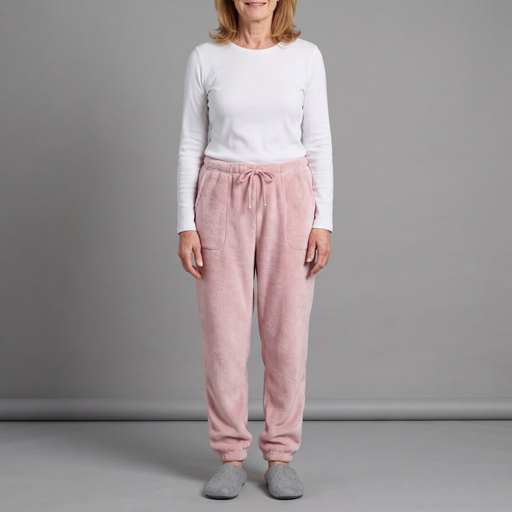 CALLIE plush pajama joggers in light pink