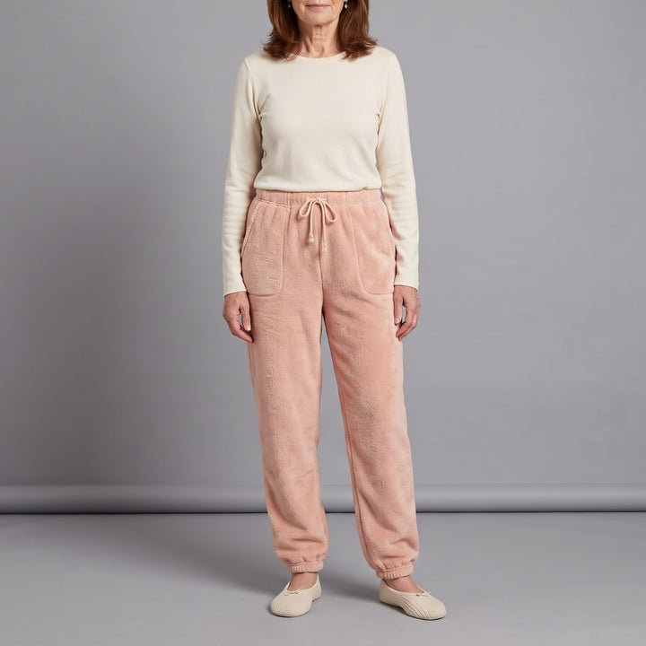 ELODIE plush pajama joggers in peach
