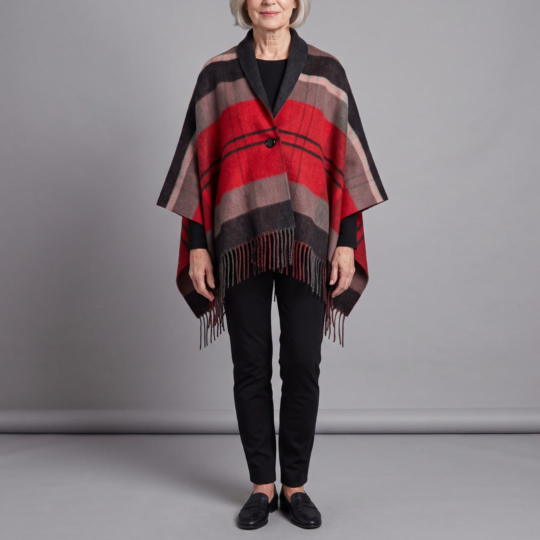 CRIMSON tassel cape in red