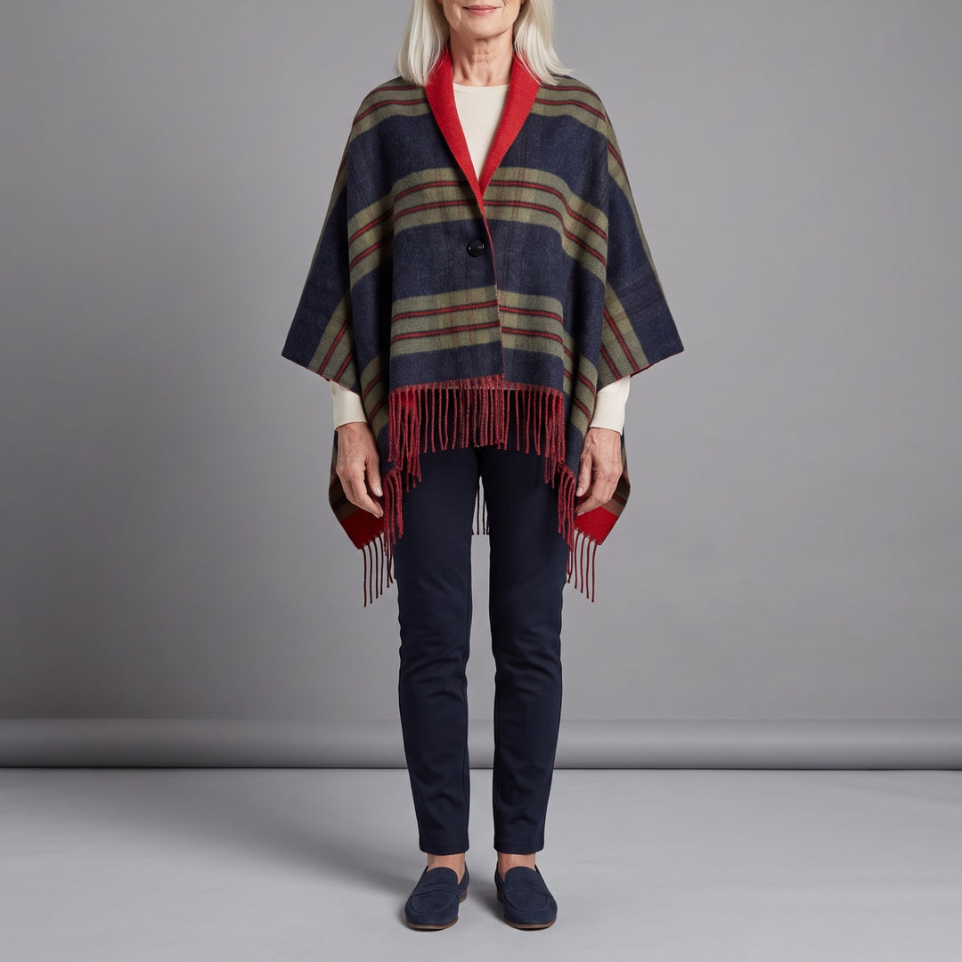 LYRA tassel cape in navy