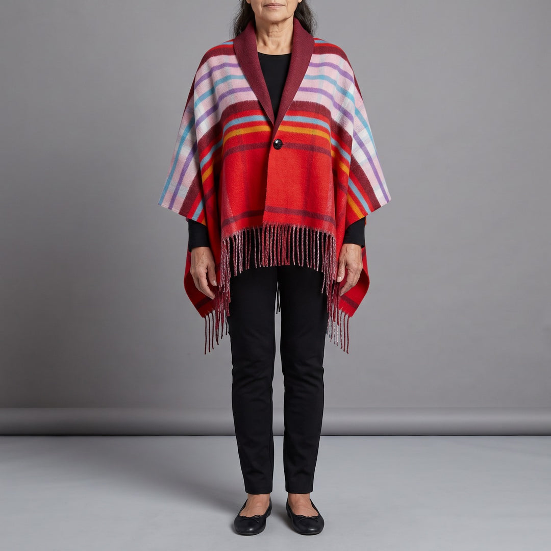 POPPY tassel cape in red
