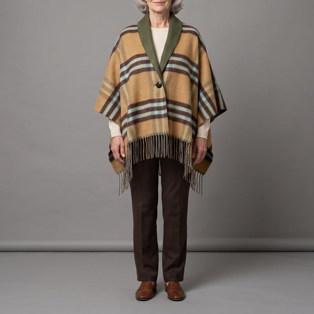 ROMILLY tassel cape in camel