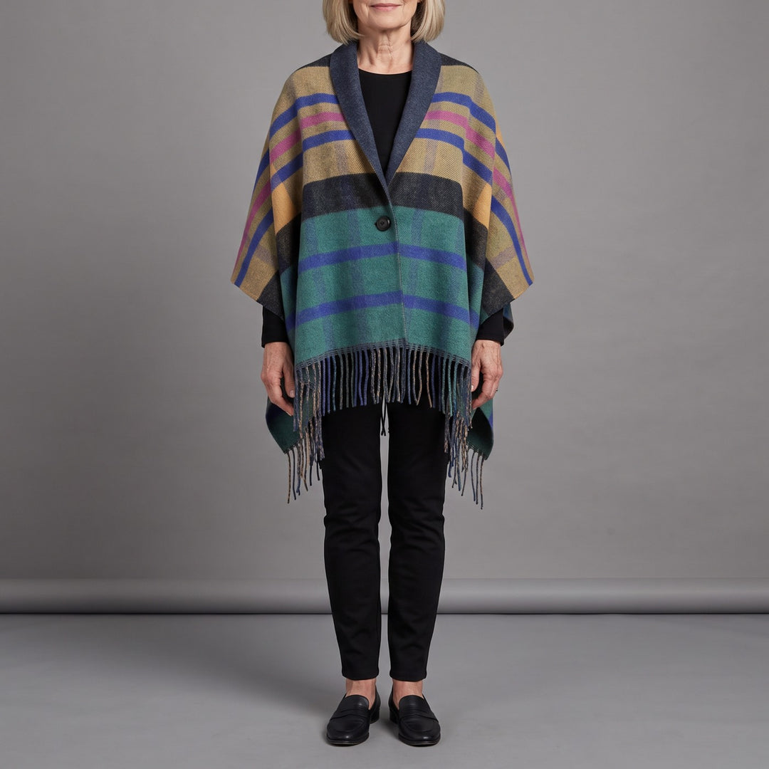SLOANE tassel cape in multicolor